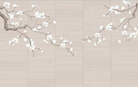 水墨山水简约花鸟背景客厅装饰画