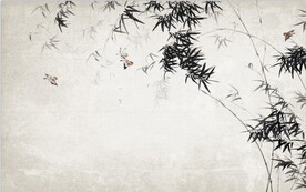 水墨山水简约花鸟背景客厅装饰画