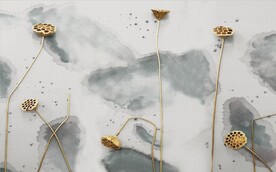 水墨山水简约花鸟背景客厅装饰画