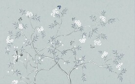 水墨山水简约花鸟背景客厅装饰画