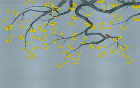 水墨山水简约花鸟背景客厅装饰画