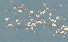 水墨山水简约花鸟背景客厅装饰画