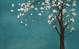 水墨山水简约花鸟背景客厅装饰画