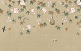 水墨山水简约花鸟背景客厅装饰画