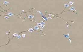 水墨山水简约花鸟背景客厅装饰画