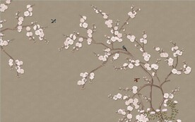 水墨山水简约花鸟背景客厅装饰画