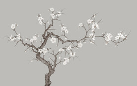 水墨山水简约花鸟背景客厅装饰画