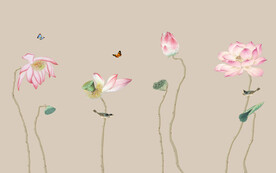 水墨山水简约花鸟背景客厅装饰画