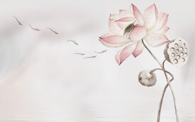 水墨山水简约花鸟背景客厅装饰画