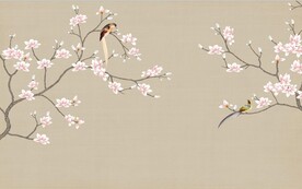 水墨山水简约花鸟背景客厅装饰画