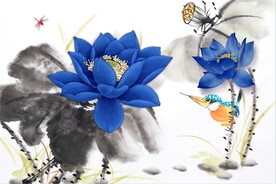 水墨山水简约花鸟背景客厅装饰画