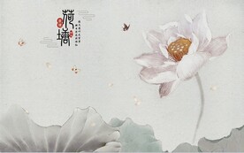 水墨山水简约花鸟背景客厅装饰画