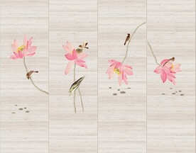 水墨山水简约花鸟背景客厅装饰画