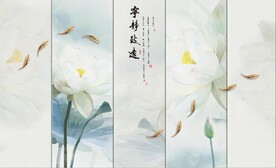 水墨山水简约花鸟背景客厅装饰画