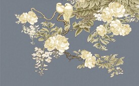 水墨山水简约花鸟背景客厅装饰画