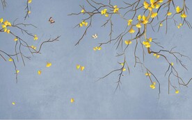 水墨山水简约花鸟背景客厅装饰画