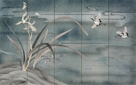 水墨山水简约花鸟背景客厅装饰画