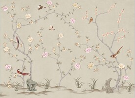 水墨山水简约花鸟背景客厅装饰画