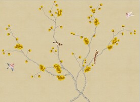 水墨山水简约花鸟背景客厅装饰画