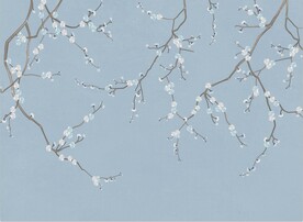 水墨山水简约花鸟背景客厅装饰画