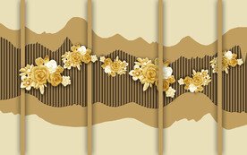 水墨山水简约花鸟背景客厅装饰画