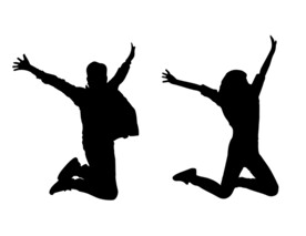 年轻男女剪影矢量