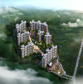 小区住宅鸟瞰效果图