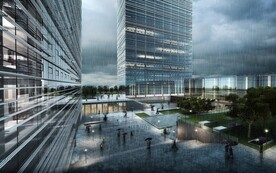 雨天建筑效果图