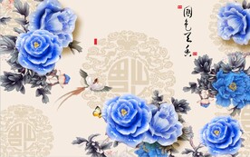 国色天香背景墙