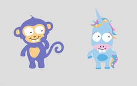 卡通猴子 独角兽
