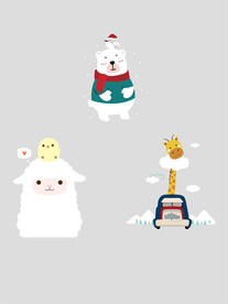 卡通动物北极熊 羊驼