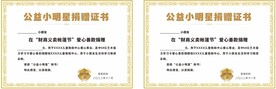公益小明星捐赠证书