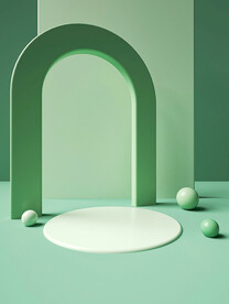 绿色小清新立体展台