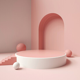 粉色小清新立体空间场景