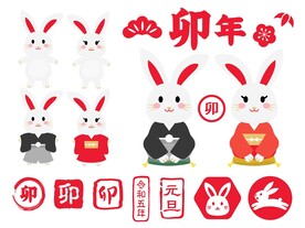 春节兔子素材兔子元素图案 