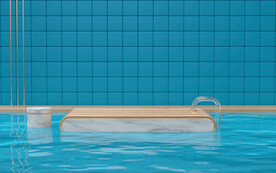 蓝色格子墙壁场景