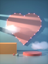 温馨简约爱心云朵场景