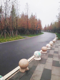 秋天马路石墩子