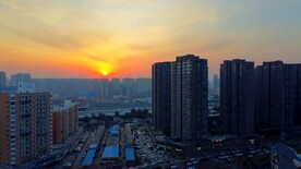 城市落日建筑物航拍