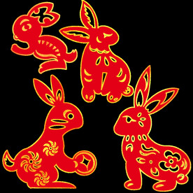 春节兔年插画元素图案 