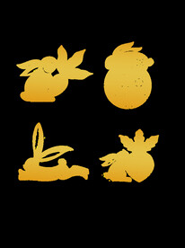 春节兔子剪纸插画图案 