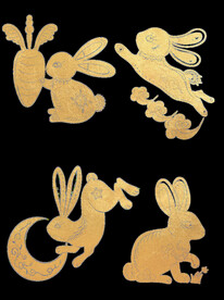 春节兔年插画元素图案 