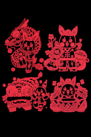 春节兔年插画元素图案 