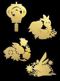 春节兔年插画元素图案 