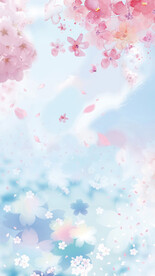 梦幻蓝粉花朵背景