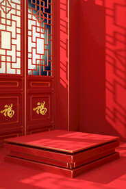 中国风红色展台