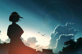 蓝天下眺望远方