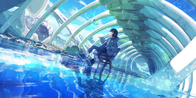 现代梦幻蓝天与桥洞