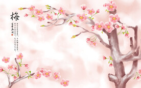 梅花花卉电视背景墙 
