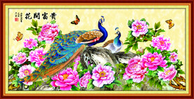 孔雀富贵花背景墙